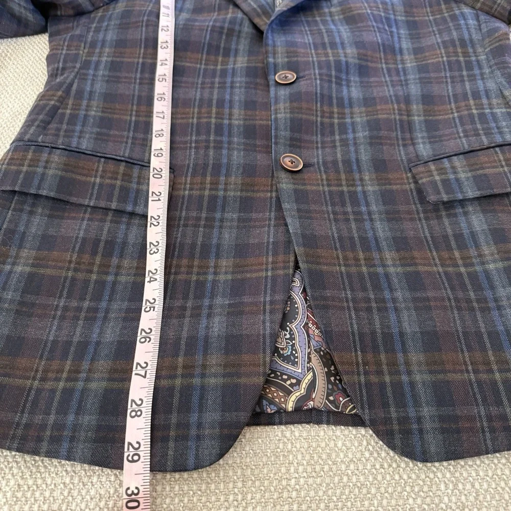 Tallia Men Suit 40R Windowpane Plaid Wool Blend Blazer Sport Coat Jacket
